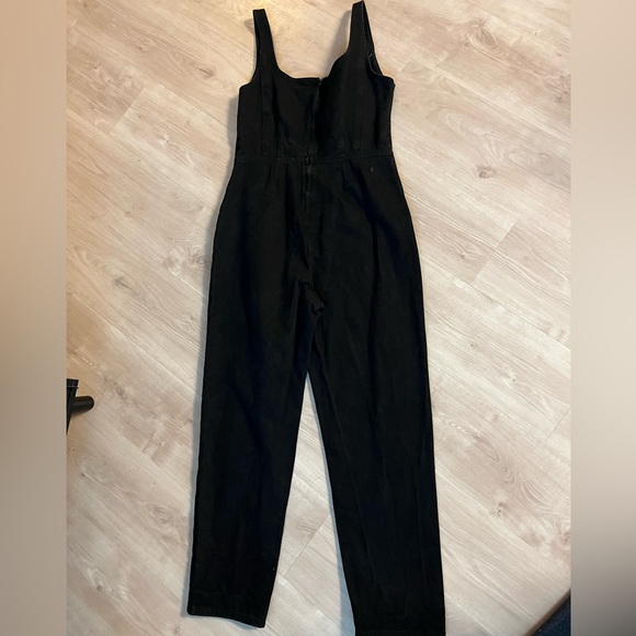 TOPSHOP BLACK DENIM SQUARE-NECK JUMPSUIT | PETITE - Picture 5 of 7